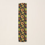 Vintage Sunflowers Polka Dots Fun Black Boho Print Scarf<br><div class="desc">This chic,  eye-catching,  rustic country botanical print on features stylish yellow,  orange,  gold,  and rust red watercolor sunflowers  on a high contrast black background with white polka dots,  a great way to add a cheerful,  boho touch of class to your wardrobe.</div>