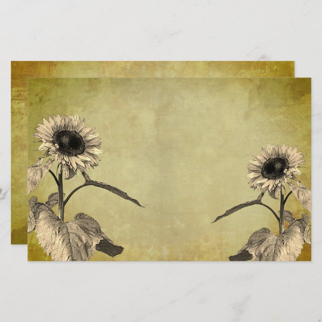 Vintage Sunflowers  Stationery (Front/Back)