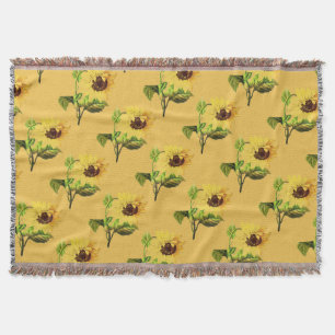 Vintage Sunflowers Throw Blanket
