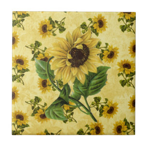 Vintage Sunflowers Tile
