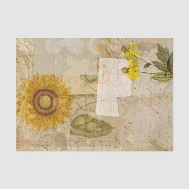 Vintage Sunflowers Tissue Paper (Front)