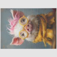 Vintage Sunny Snout Pig Decoupage Tissue Paper
