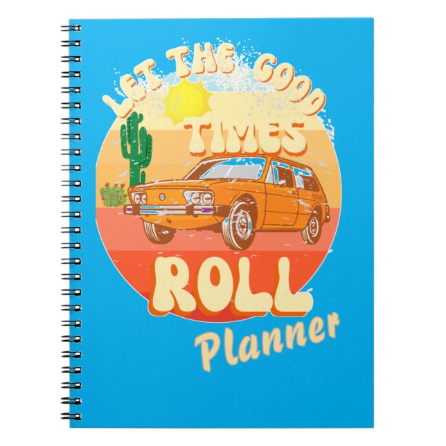 vintage sunset and classic car notebook (Front)