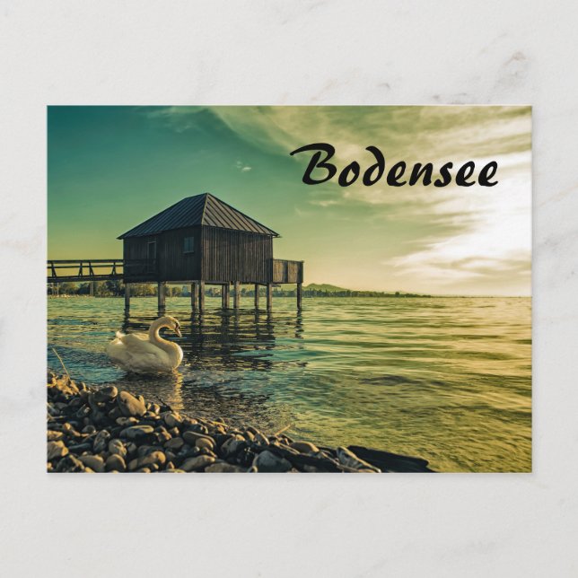 Vintage Sunset at Lake Constance Postcard (Front)