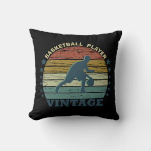 Vintage Sunset Basketball Player Throw Pillow