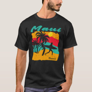 Vintage Sunset Beach Surfing Maui Hawaii Summer T-Shirt