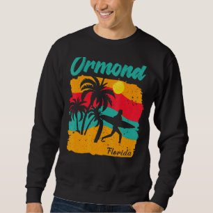 Vintage Sunset Beach Surfing Ormond Florida Summer Sweatshirt