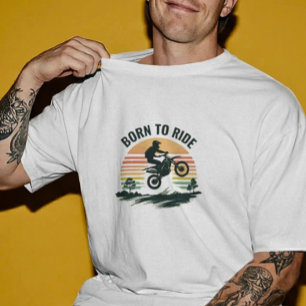 Vintage Sunset Dirt Bike Rider Graphic Tee for Bik