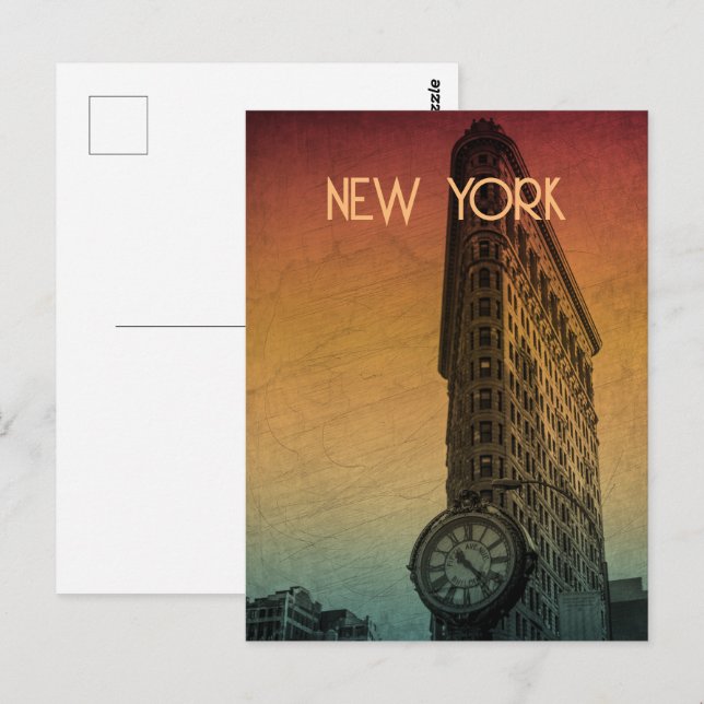 Vintage Sunset Flatiron Architecture New York Postcard (Front/Back)