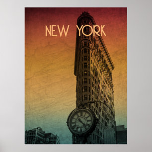 Vintage Sunset Flatiron Architecture New York Poster