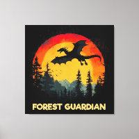 Vintage Sunset Forest Dragon