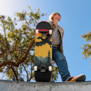 Vintage Sunset Forest Dragon Skateboard