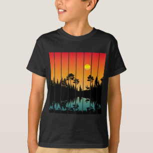 Vintage Sunset Forest Sunrise Scenery T-Shirt