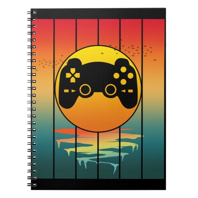 Vintage Sunset Gamer Gaming Computer Game Notebook (Front)