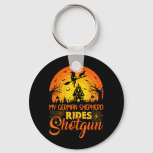 Vintage Sunset German Shepherd Dog Ride Shotgun Keychain