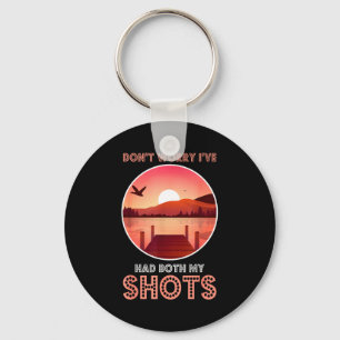 Vintage sunset had both shots vaccination nature keychain