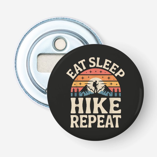 Vintage Sunset Hiking - Mountain Adventure Bottle Opener (Front)