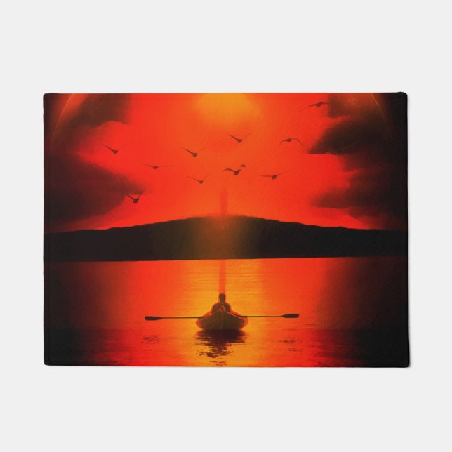 Vintage Sunset Hope Faith Love Encouragement Doormat (Front)