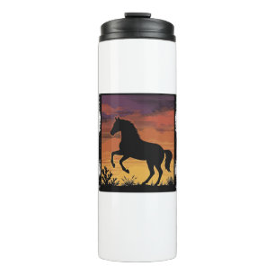 Vintage Sunset Horse Silhouette Western Engraving Thermal Tumbler