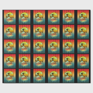 Vintage Sunset Japanese Kanagawa Wave Ocean Wrapping Paper