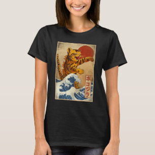 Vintage Sunset Japanese Kitty Cat Great Wave Off K T-Shirt