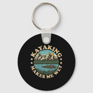 Vintage Sunset Kayaking Makes Me Wet River Boating Keychain
