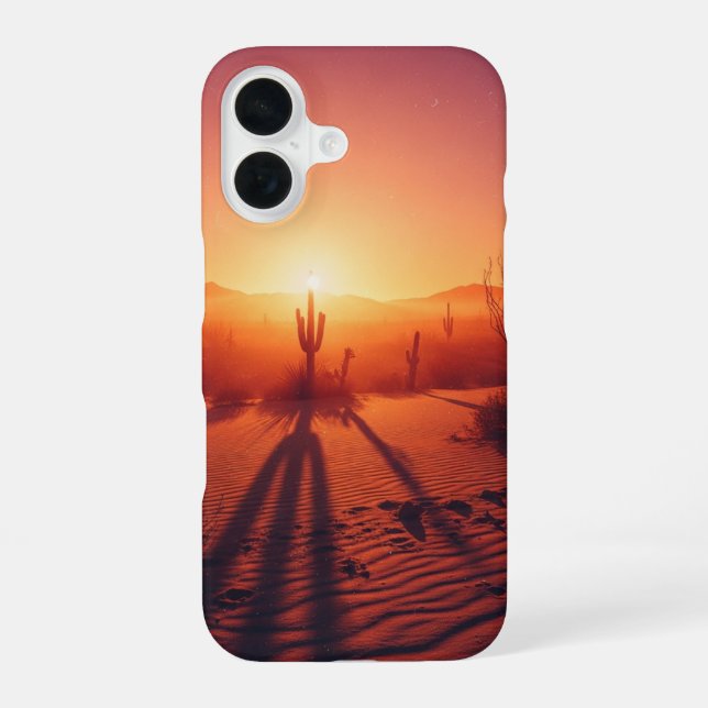 Vintage Sunset Mirage iPhone 16 Case (Back)