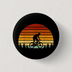 Vintage Sunset Mountain Biking Gift For Mountain B 1 Inch Round Button