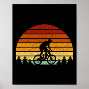 Vintage Sunset Mountain Biking Gift For Mountain B Poster