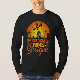 Vintage Sunset My Bolognese Dog Ride Shotgun Hallo T-Shirt
