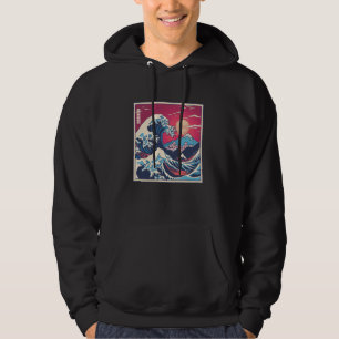 Vintage Sunset Nature Lover Japanese Wave Art Surf Hoodie