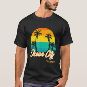 Vintage Sunset Ocean City Beach Maryland Summer Va T-Shirt