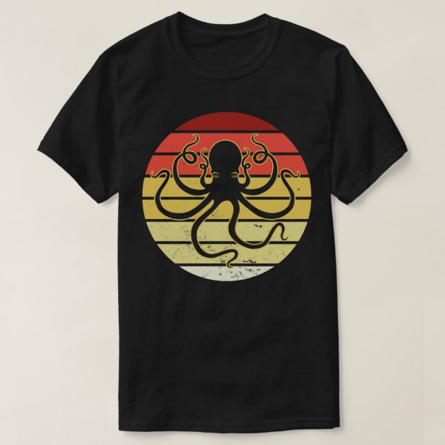 Vintage Sunset Octopus T-Shirt (Design Front)