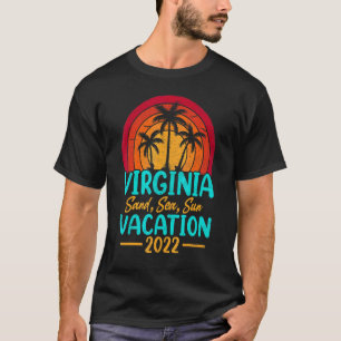 Vintage Sunset Palm Tree Summer Vacation 2022 Virg T-Shirt