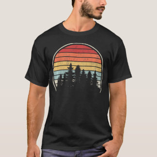 Vintage Sunset Pine Tree Forest Nature T-Shirt