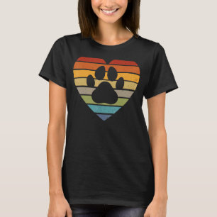 Vintage Sunset Retro Dog Paw Veterinarian Vet Tech T-Shirt