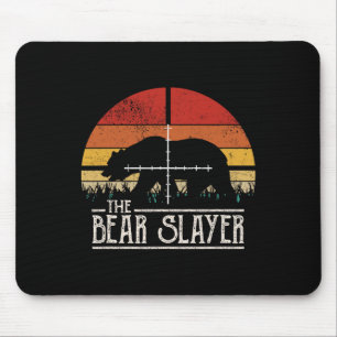 Vintage Sunset Retro Style Bear Hunting Bear Slaye Mouse Pad