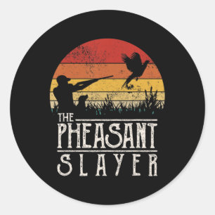 Vintage Sunset Retro Style Pheasant Hunting Pheasa Classic Round Sticker