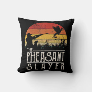 Vintage Sunset Retro Style Pheasant Hunting Pheasa Throw Pillow