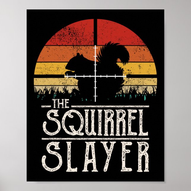 Vintage Sunset Retro Style Squirrel Hunting Squirr Poster (Front)