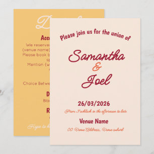 Vintage Sunset Retro Wedding Invitation