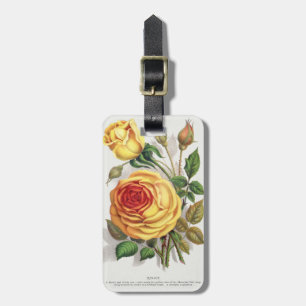 Vintage Sunset Rose Yellow & Orange Botanical Art Luggage Tag