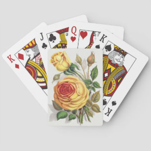 Vintage Sunset Rose Yellow & Orange Botanical Art Playing Cards