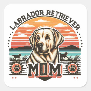 Vintage Sunset Serenity Labrador Retriever Dog Mom Square Sticker