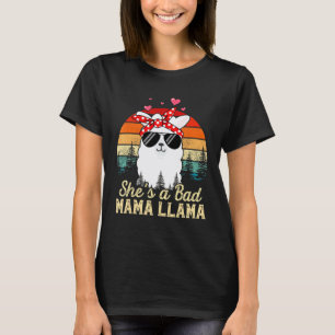 Vintage Sunset Shes A Bad Mama Llama  Mother Days T-Shirt
