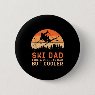 Vintage Sunset Skiing Dad Like A Regular Dad But C 2 Inch Round Button
