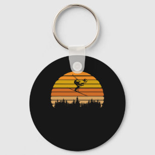 Vintage Sunset Skiing Design For Skiers  Keychain
