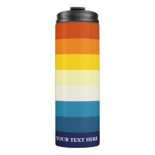 Vintage Sunset Stripes Colourful Rainbow Thermal Tumbler