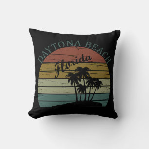 Vintage Sunset Summer Daytona Beach Florida Throw Pillow