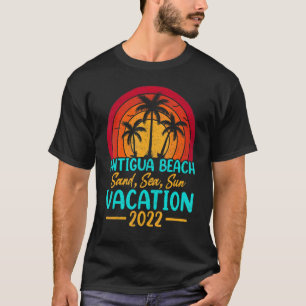 Vintage Sunset Summer Vacation 2022 Antigua Beach T-Shirt